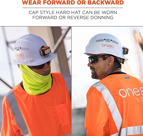 Miniatura 9 de Ergodyne - 60146 Casco Ventilado con Luz, Estilo Gorra, Suspensión de Trinquete, Clase C, Skullerz 8972LED Blanco