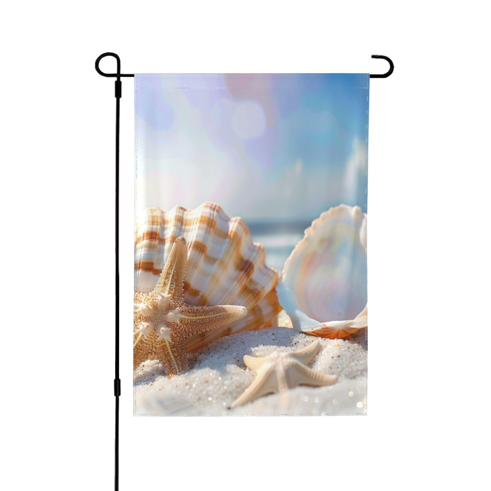 Garden Flag 28x40 Inch Double Sided Yard Flag Seashell Beach Theme Starfish Outdoor Garden Flag Decorations for Home