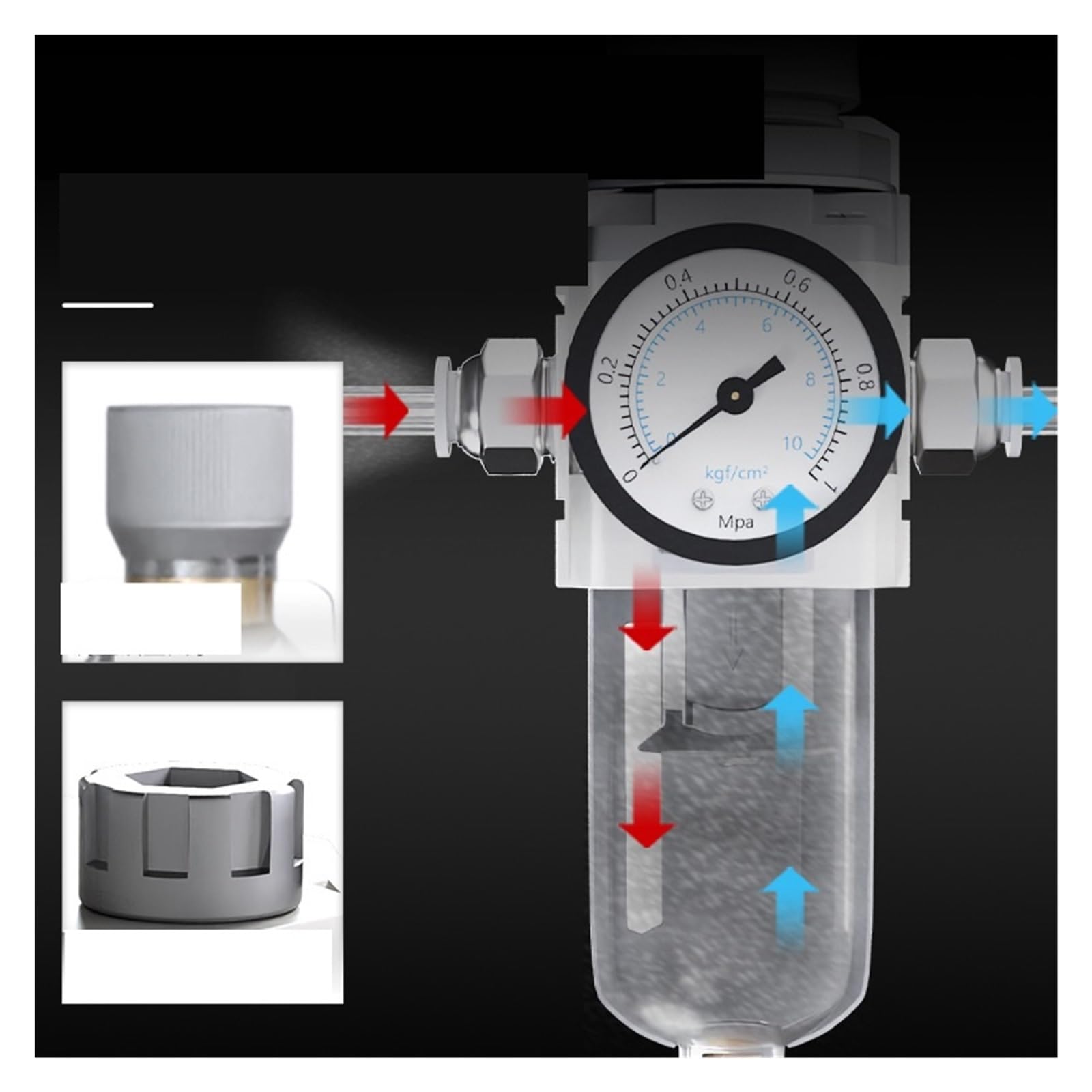 Regulator ciśnienia, 2 Szt. Przełącznik Ciśnieniowy, Filtr Separatora Oleju I Wody AW3000-03, Sterownik Regulatora G3/8 '', Sprężarka Pneumatyczna, do pistoletu natryskowego(AW3000-03)