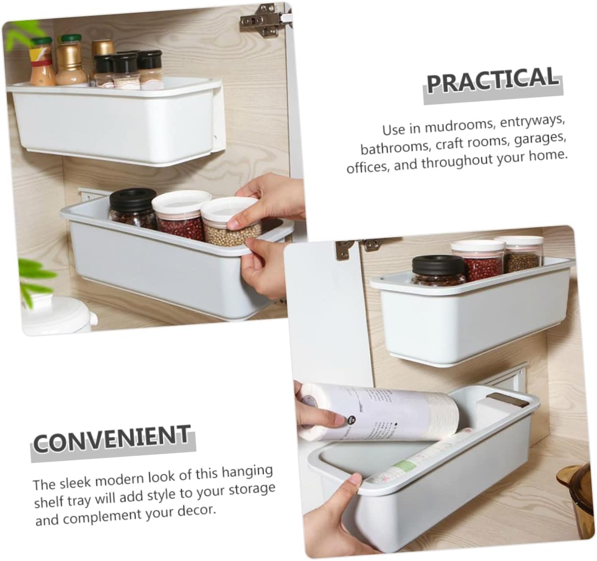 Alipis Wall Mounted Pull-Out Storage Box Organizer, Self-Adhesive PP Holder image 3