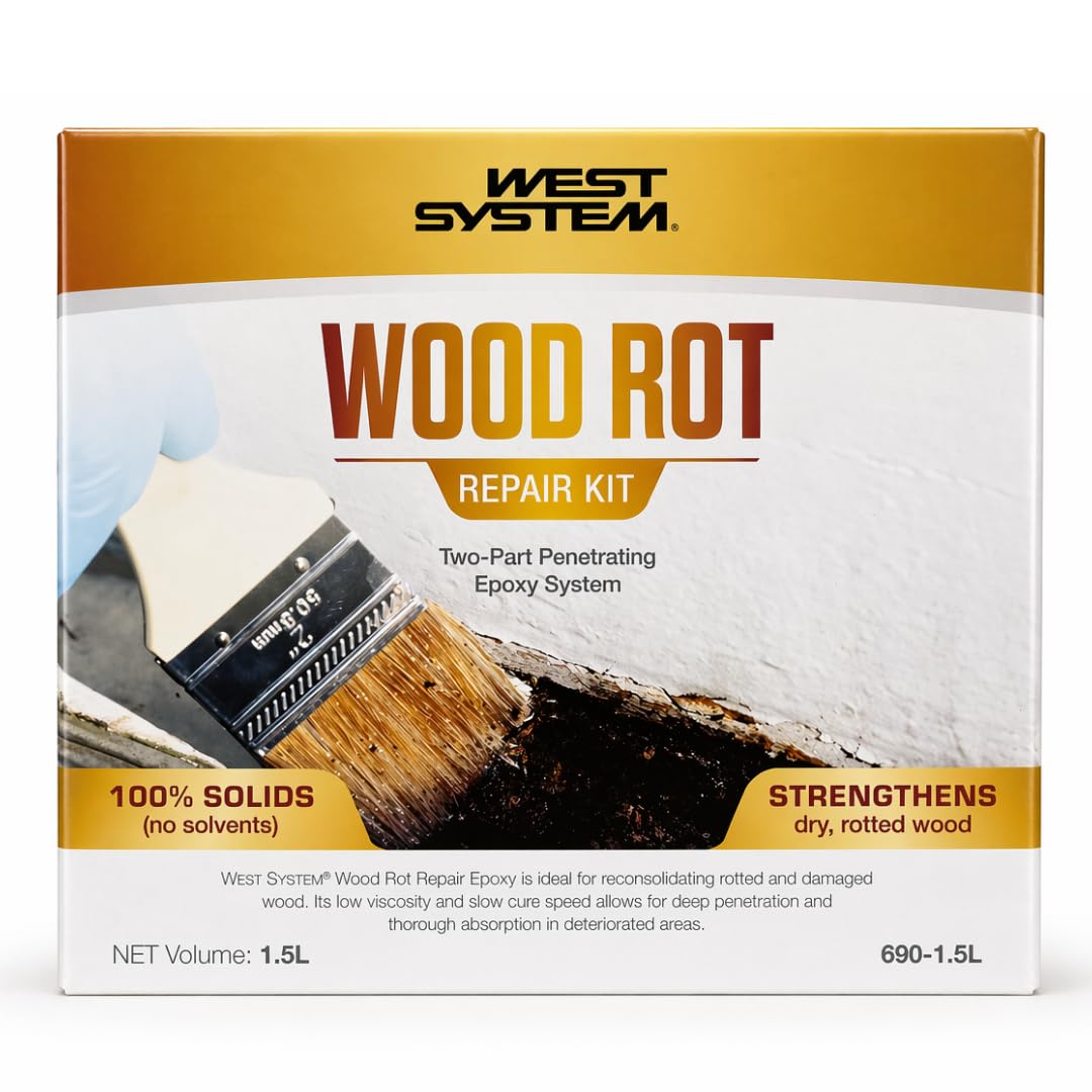 WEST SYSTEM Holzfäule-Reparaturset - 2-Komponenten-Epoxidharz - Mittlere | Härter & Füller, Für beschädigtes Holz, verstärkt Türrahmen, Schuppen, Zäune & Marine