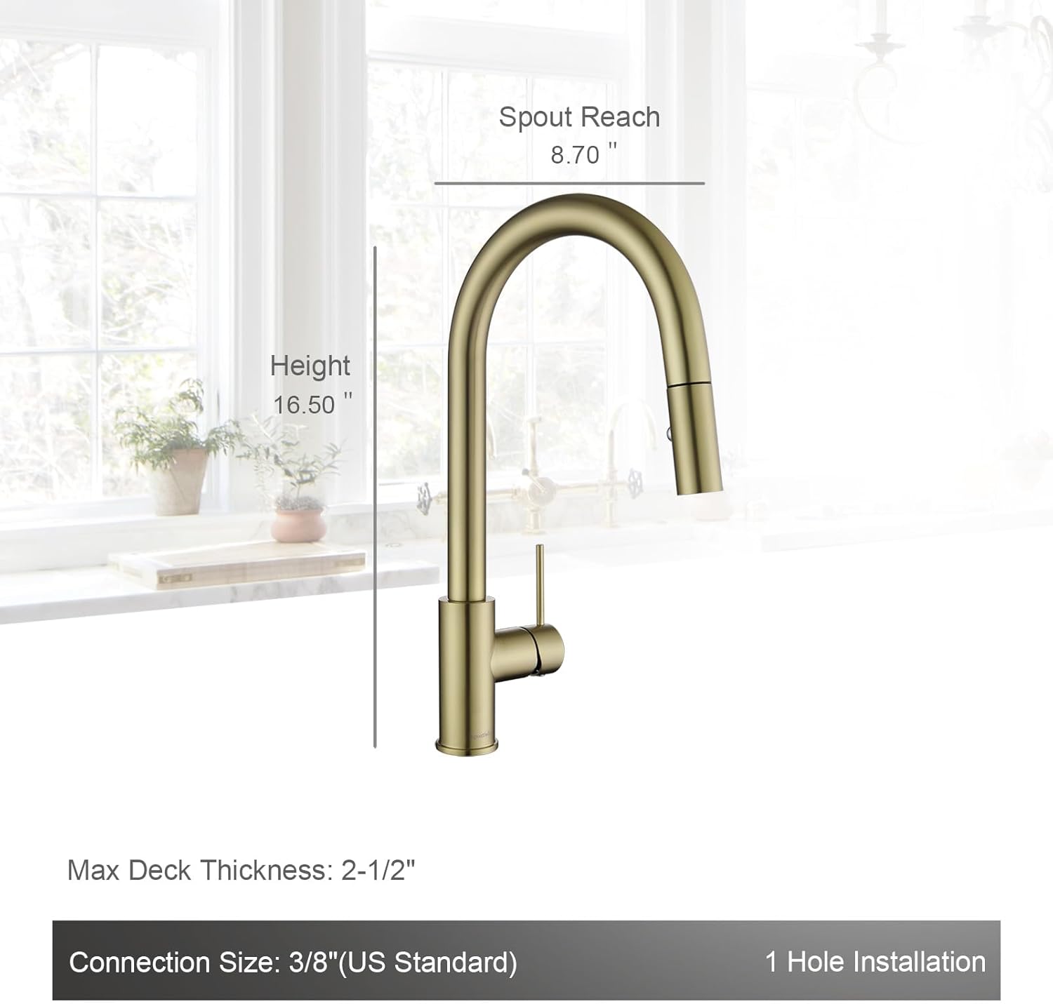 AguaStella AS60CB Champagne Gold Pull Down Kitchen Faucet and AS09CB Champagne Gold Stainless Steel Water Filter Faucet for Most Reverse Osmosis Units or Water Filtration System Combination
