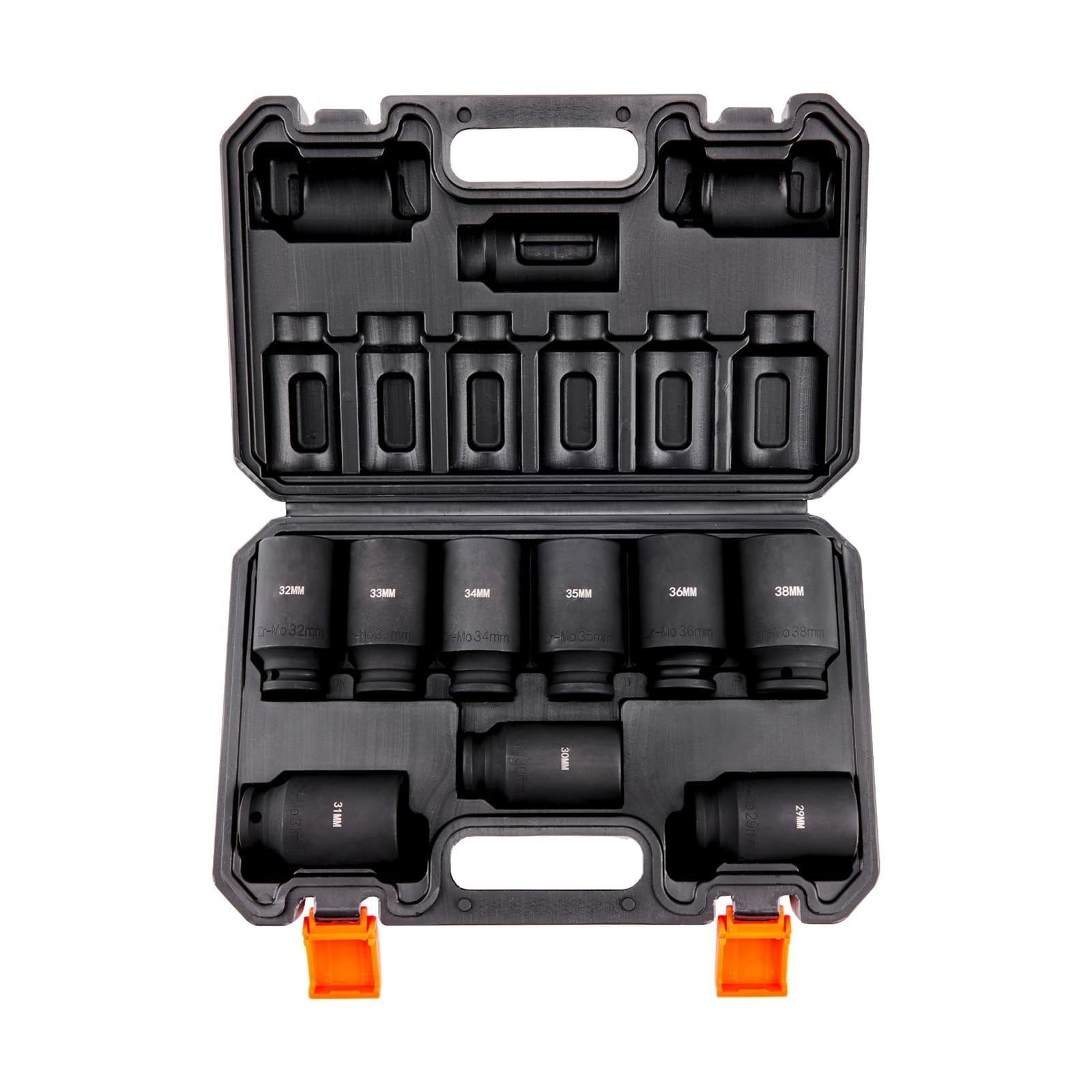 Deep Hex Socket 9 Pieces 1/2 Drive 29-38mm 6 Point Cr Mo Alloy Steel Deep Socket Auto Repair Tool