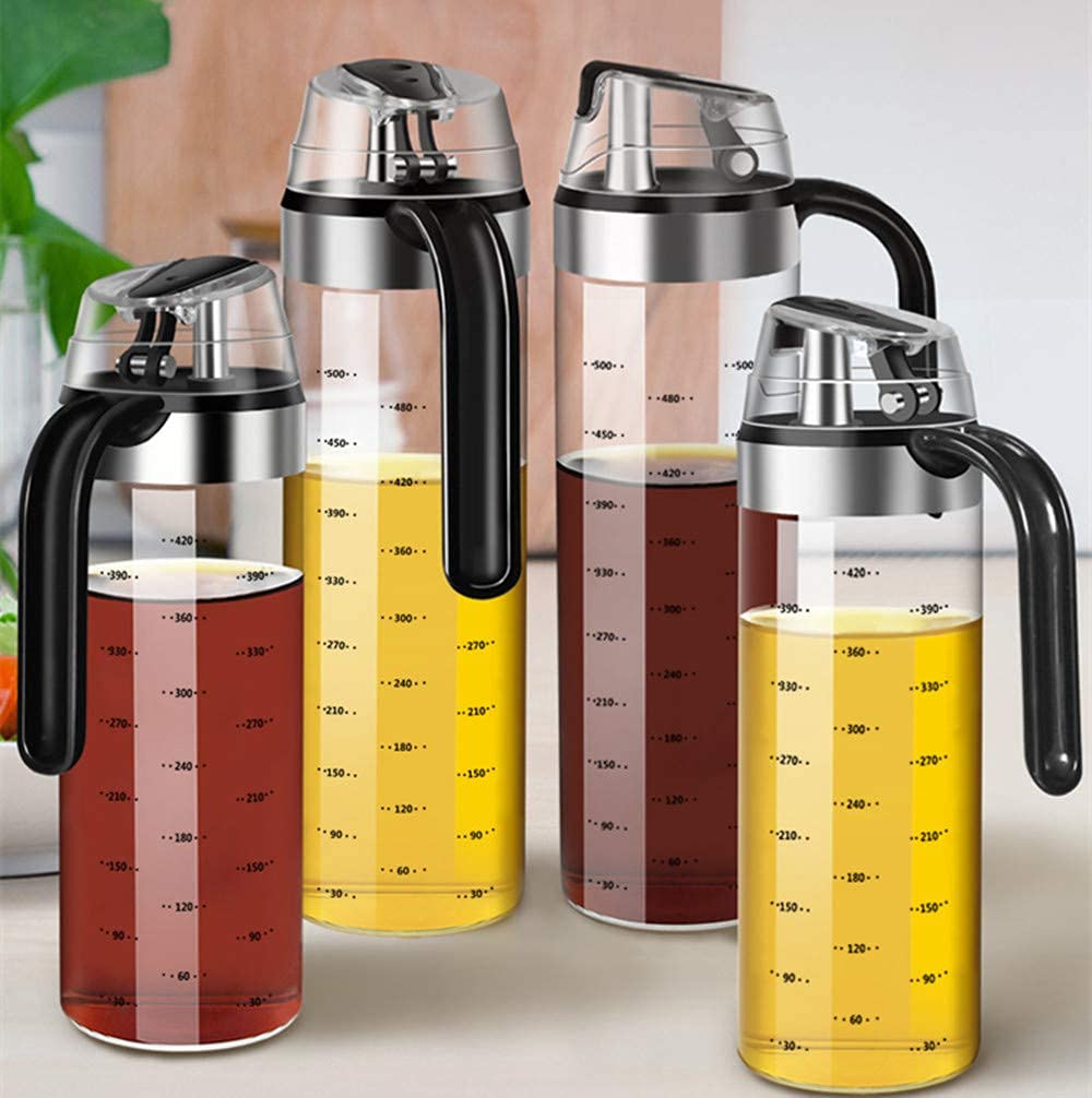 BERTY·PUYI Aceitera 550 Ml - Dosificador De Aceite De Oliva - Botella De Vinagre - Apertura Y Cierre Automático De La Botella De Aceite - Dosificador De Vinagre-2 Piece