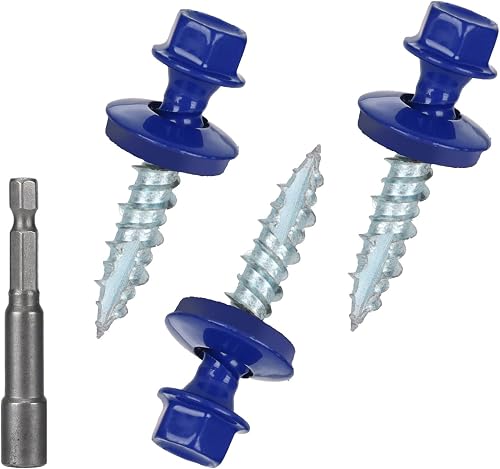 Metal Roofing Screws 10 x 1 inch, Blue Hex Head Sheet Metal Roof Screw with EPDM