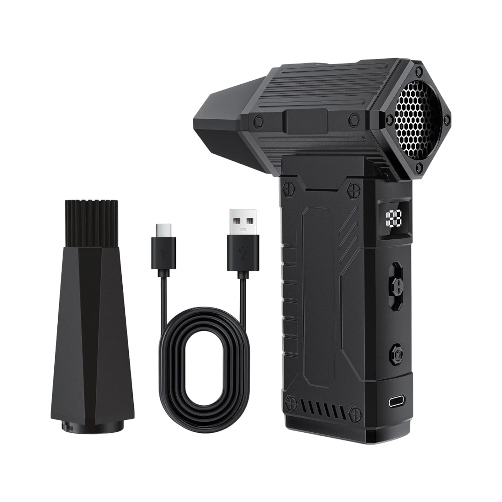Kieteiik Black Small Handheld Fan Air Blower 130000Rpm Rechargeable Electric Air Blower For Travel Home Camping Outdoor With Adjustable Speed For Outdoor Camping Use