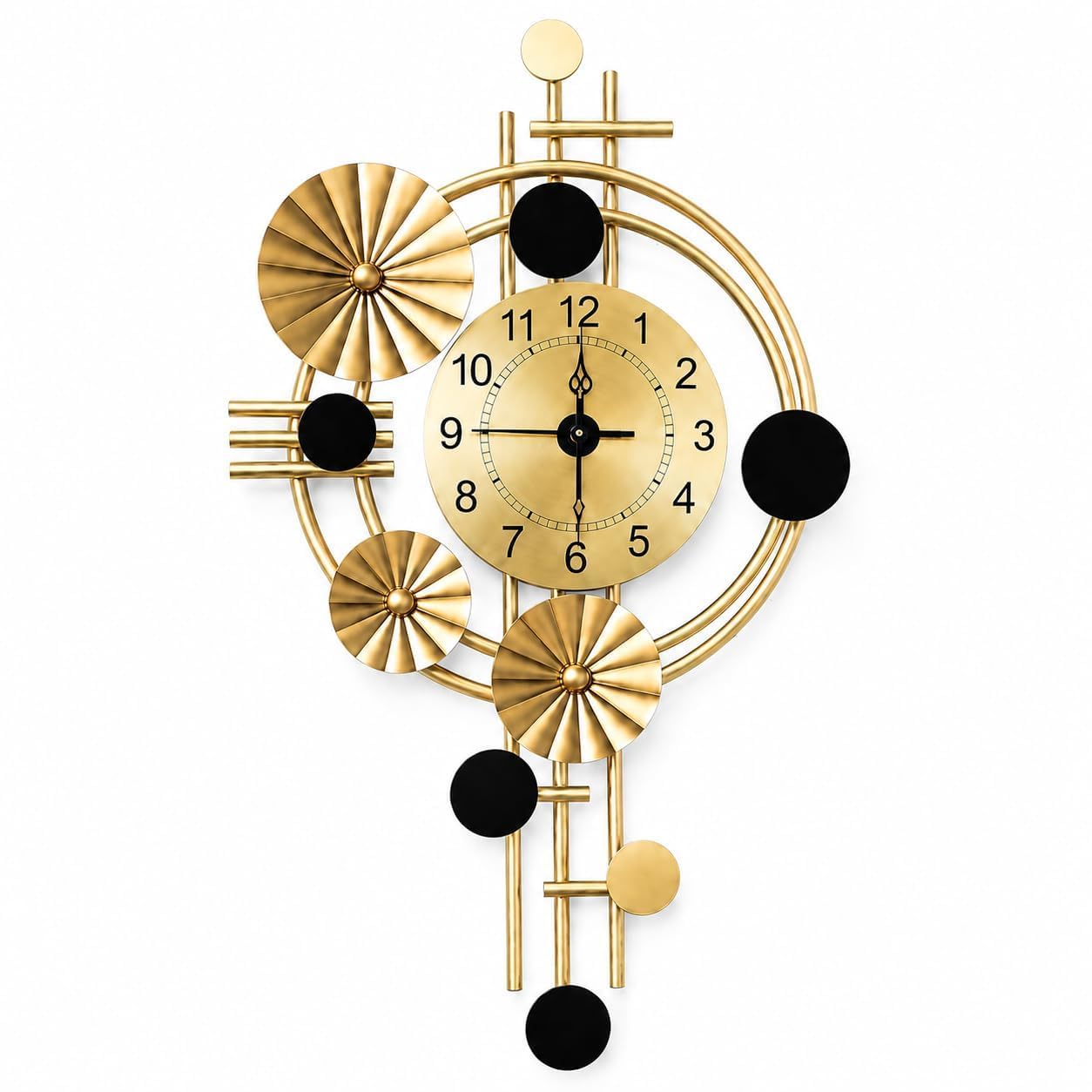 Gold Metal Wall Clock for Living Room Decorative Wall Decor | Elegant gold and black metal design with artistic detailing, ideal for living room, bedroom, office and modern home decor.-image-47