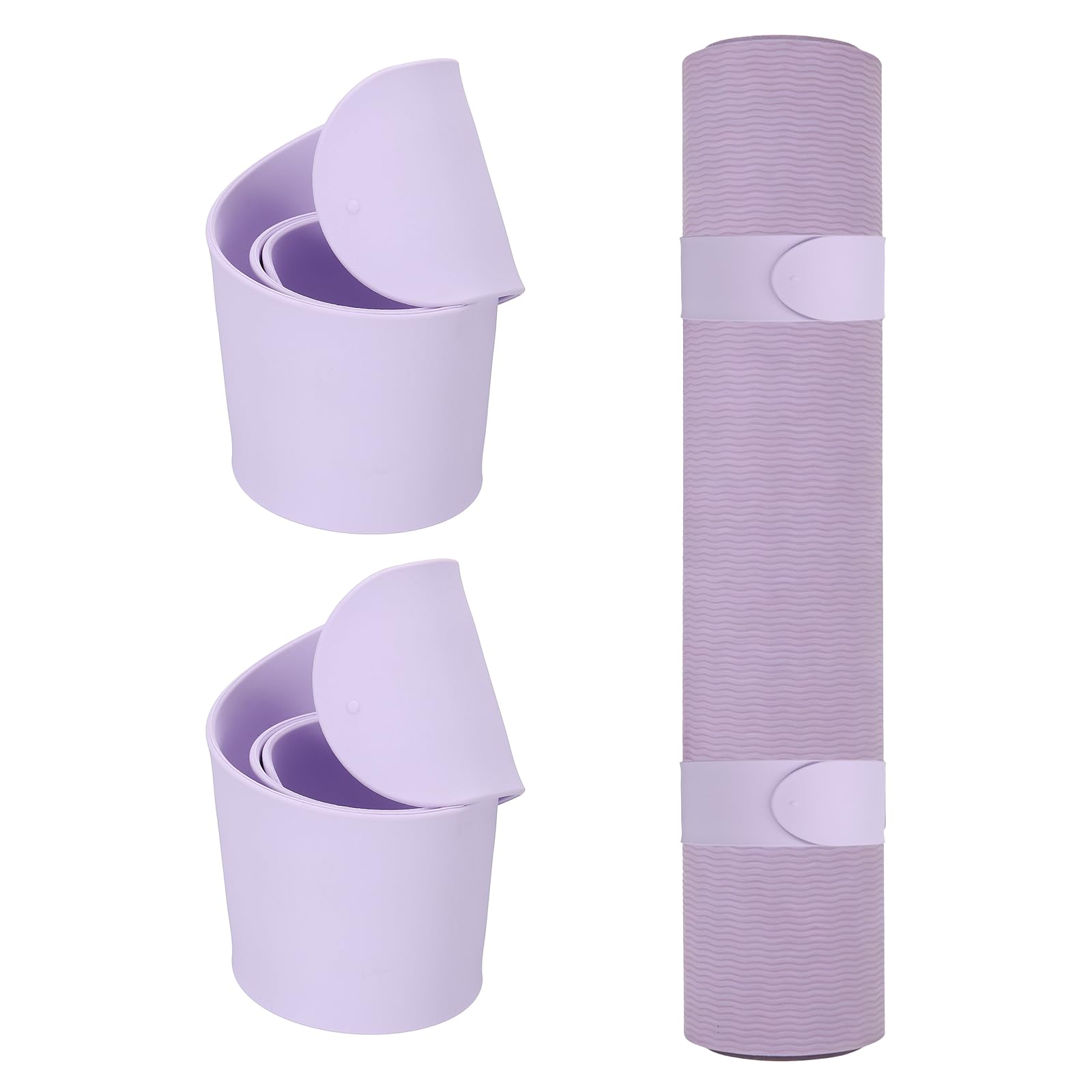 YELARXI 2Pcs Yoga Mat Strap Slap Band, One Snap Yoga Mat Slap Band for Keep Mats Tightly Rolled Adjustable Exercise Mat Sling Holder - Fitting for (Women Pilates/Gym Workout), Light Purple