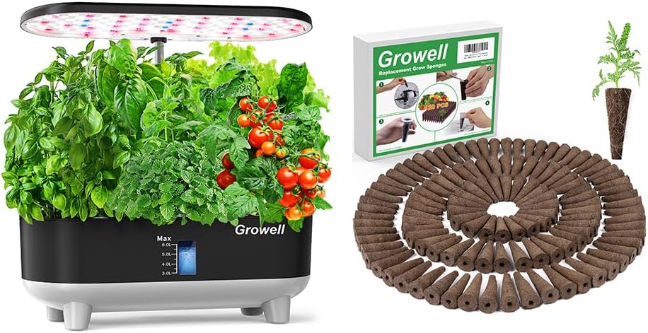 16 Pods Hydroponics Growing System Kit & Grow Sponges 120 Pcs