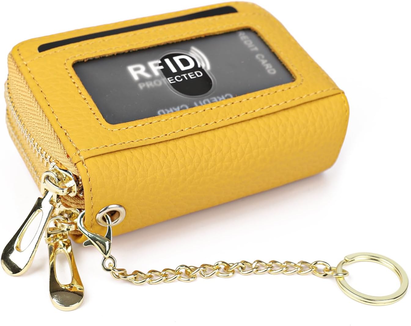 imeetu RFID Credit Card Holder, Small Leather Zipper Card Case Wallet for Women - Image 2