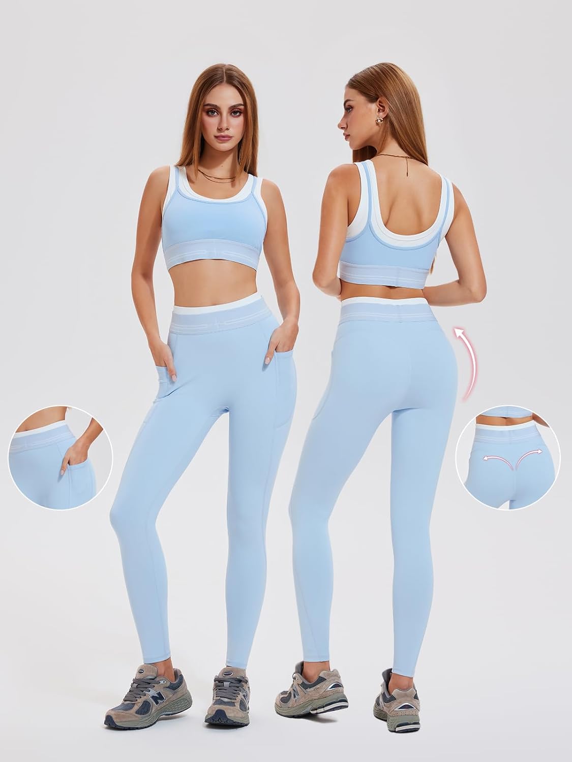 Airfree Womens Workout Sets 2 Piece Seamless Sport Bra Matching High Waist Leggings Gym Yoga Outfits Pilates Work Out Clothes