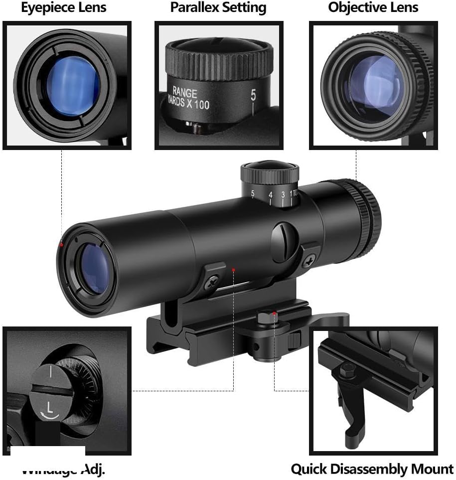 Hunting Rifle Scope 4X20 Scope with Crosshair Reticle and 20mm Mount Base