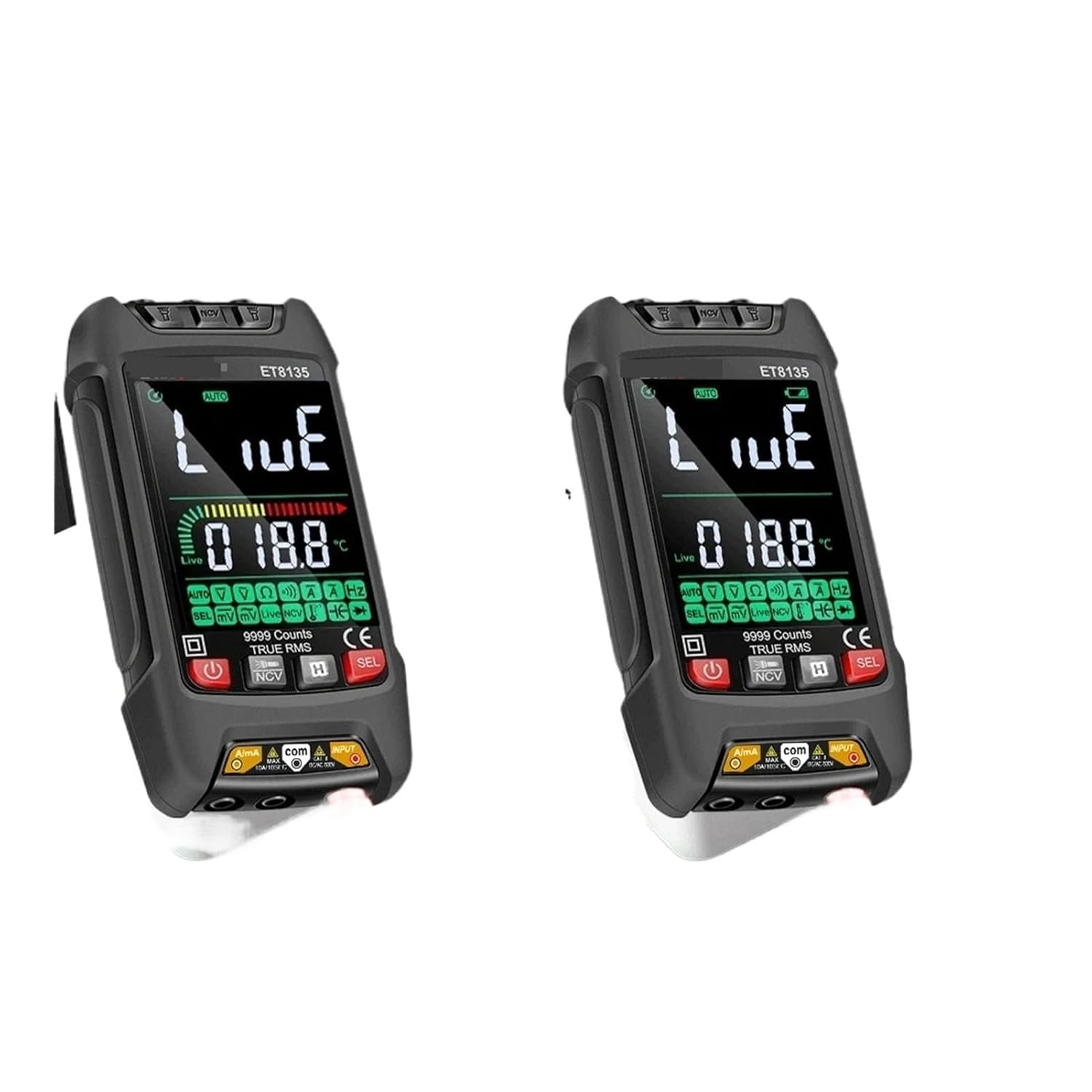 Universal Meter ET8135 Color True RMS Digital Multimeter 9999 Counts High-Precision NCV Test V Meter Ammeter Ohmmeter Digital Universal Meter(Black)