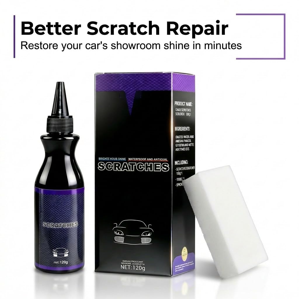 2026 Upgraded Car Scratch Remover – Professional Paint Correction Compound for Swirl Marks & Blemishes, Non-Toxic Scratch Repair for Cars, All-in-One Polishing and Waxing Kit with Buffer Pad (2PCS)