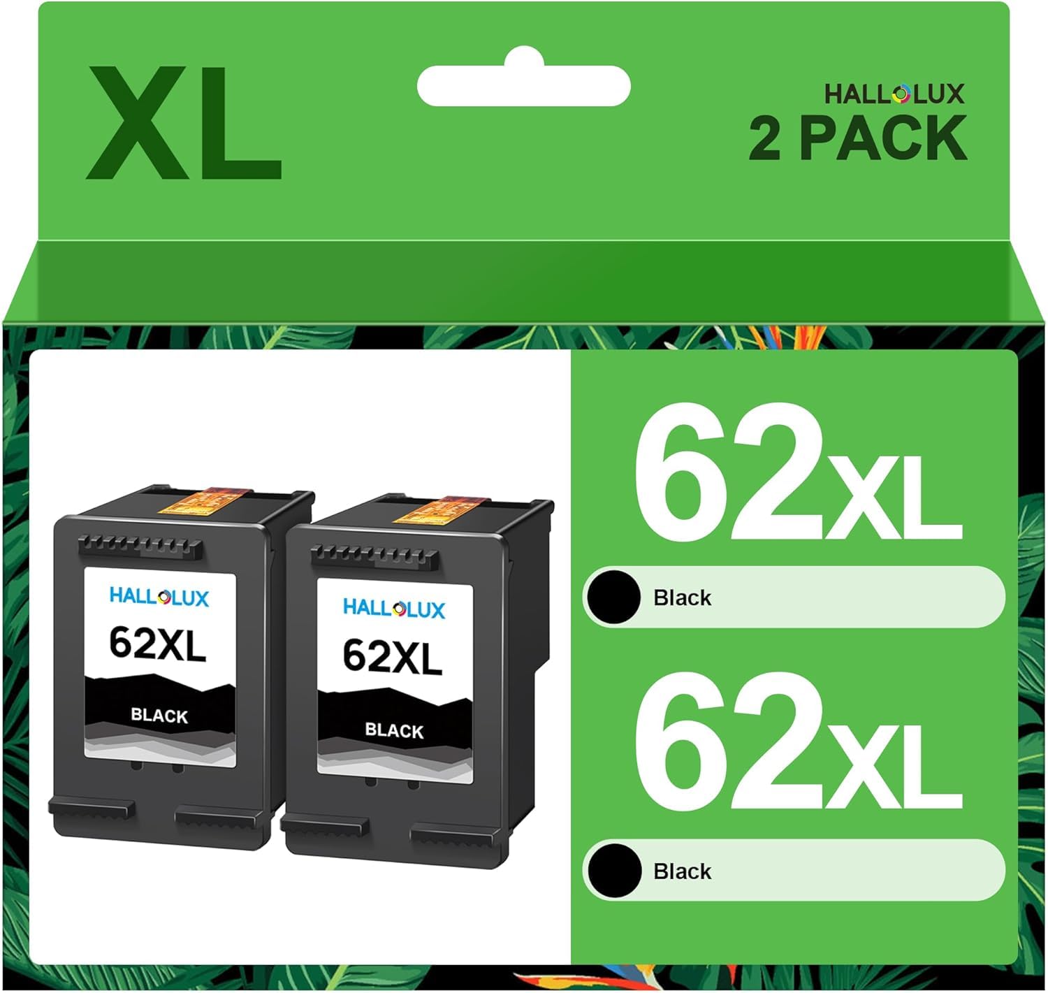 HALLOLUX 62XL Nero Cartucce Alta capacità, Sostituzione per HP 62 62 XL