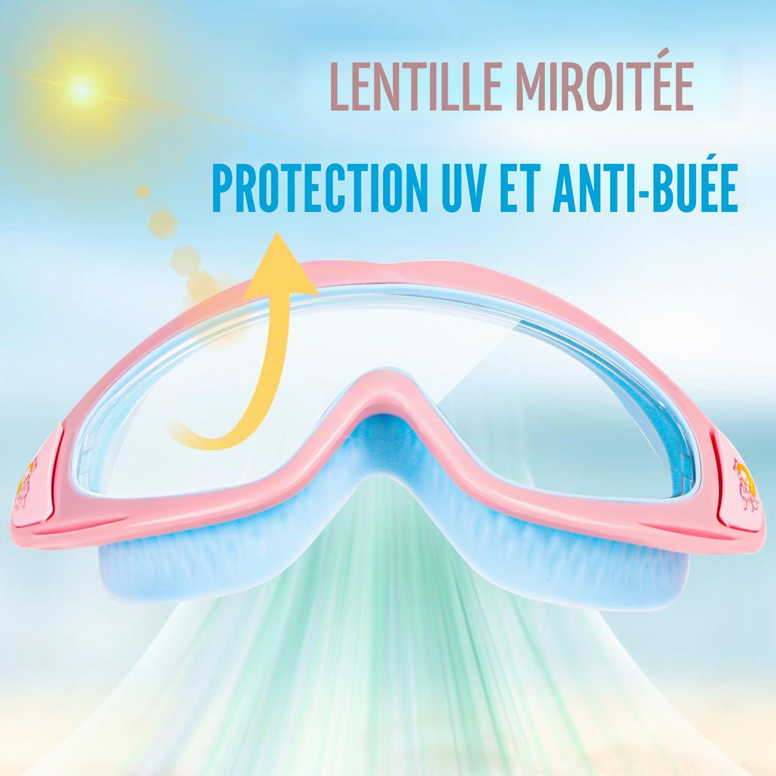 Lunettes de natation pour enfants de 3 à 15 ans, anti-buée, étanches, masque de plongée panoramique à 180°, anti-fuite, masque de plongée pour garçons et filles