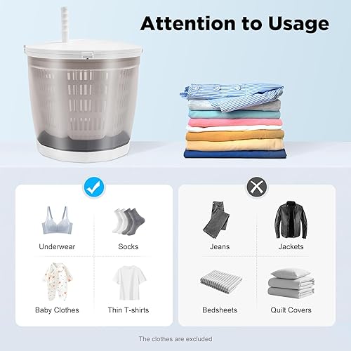 Miniatura 6 de 2 in 1 Manual Washing Machine, Portable Non-electric Compact Washer with Spin Dryer, Mini Traveling Outdoor Washing Machines for Camping Apartments