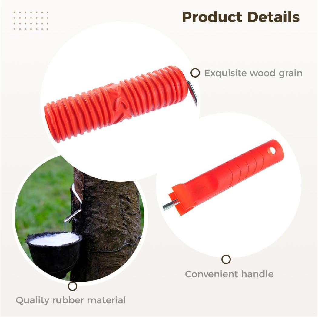 5-Piece Rubber Wood Graining Tool Set For Painting, Includes Knurling Rollers For Wall & Furniture Texture Art