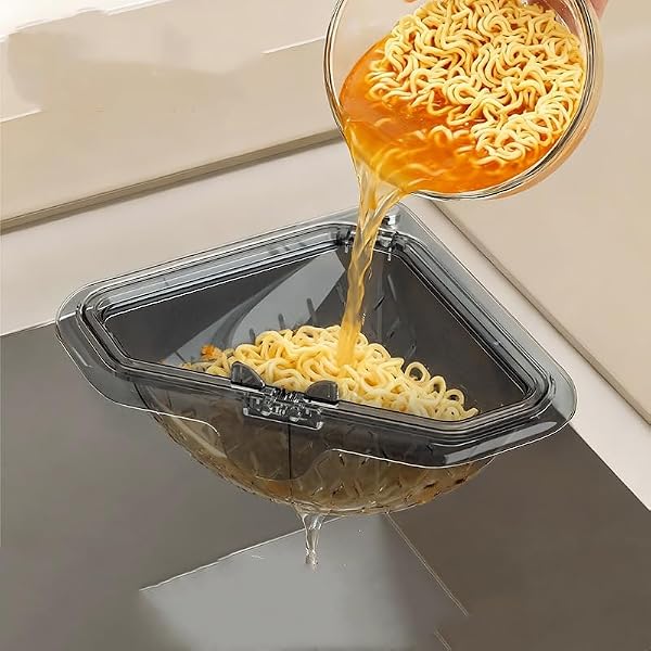 Magnetic Corner Sink Strainer Triangular Kitchen Drain Basket with Twist Open Bottom Food Waste Catcher Sponge Holder for Metal and Ceramic Sinks Space Saving Scraps Filter Colander Gray 1 Pack by Depehelp - Image 6