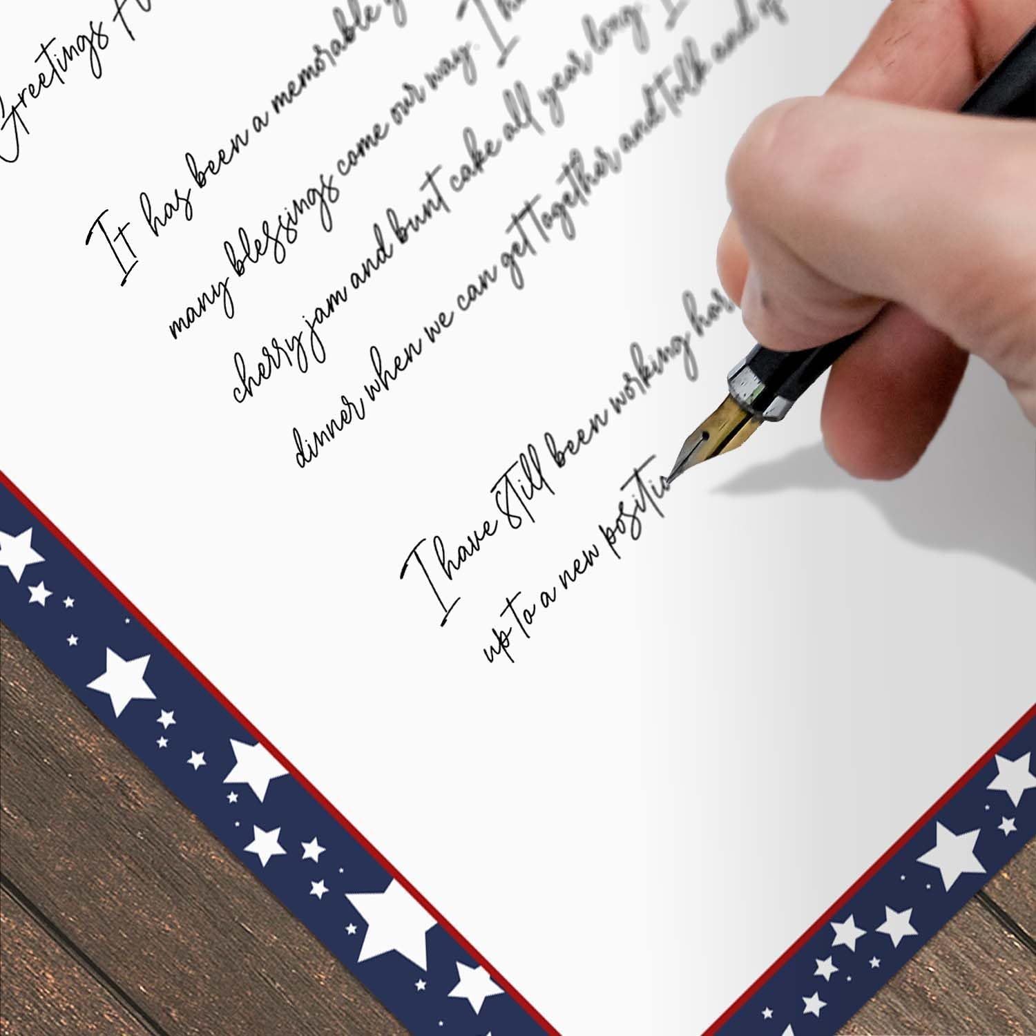 Red White And Blue Stars Letterhead / 50 Sheets / 8.5" x 11" Patriotic Celebration Paper/American Fourth Of July USA Veterans Memorial Day Decorative Stationery