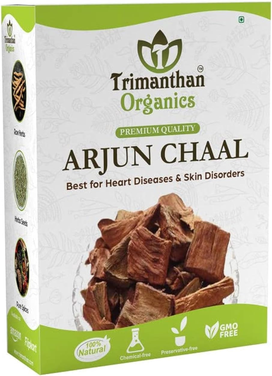 TRIMANTHAN ORGANICS Pure Arjun Ki Chaal (400 GM) - Raw Organic Arjuna Tree Bark Terminalia For Cardiovascular Health & Cholesterol Management (Pack of 1)