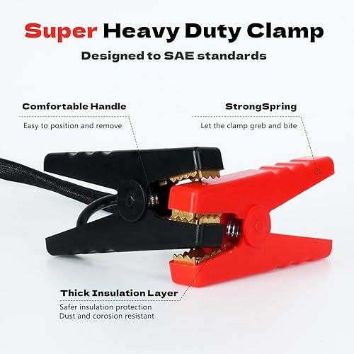 Miniatura 7 de Cables de puente con adaptador para batería Dewalt de 20 V, batería portátil de 1.9 pies 8 AWG Dewalt Jumper Starter automotriz cables de