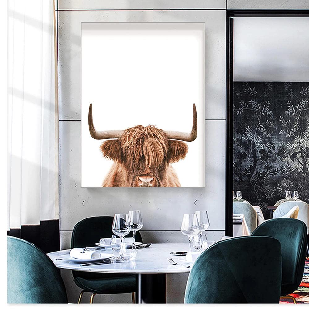 Stampa artistica da parete con mucca delle Highland, stampa su tela
