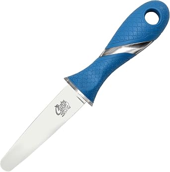 CUDA 3.5" Shucking Knife | Titanium Bonded Rust & Corrosion Resistant Stainless Steel Oyster Prying & Shucking Tool with Non-Slip Scale Pattern Grip