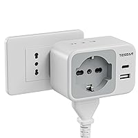 TESSAN Presa Multipla con 1 Schuko e 2 Prese IT, Presa Multipla Salvaspazio con 2 USB
