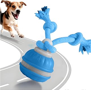Juguetes para Perros, Pelotas para Perros Interactivos, Juguetes Perro de Salto Automático, Inteligente Pelota Interactiva Perro con Cuerda para Pequeños y Medianos (Azul)