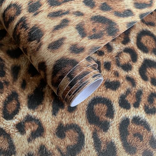 JiffDiff Upgrade Brown Leopard Print Peel and Stick Wallpaper 17.3 x 120