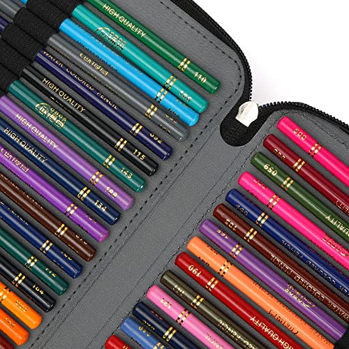 Image of Vomgomfom 200 Slots Pencil Case 4-Layer PU Leather, Handle, Black Flower