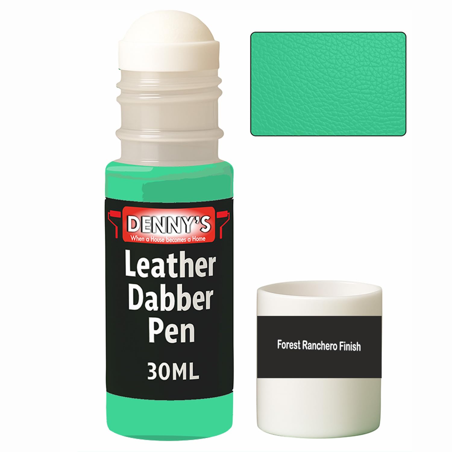Leather Dabber Pen, 30ml, Leather Recolouring Paint Dye Balm Sofas, Repair Faded & Scratched Upholstery Car Seats, Shoes, bags, belts Green Shades (Forest Ranchero Finish)