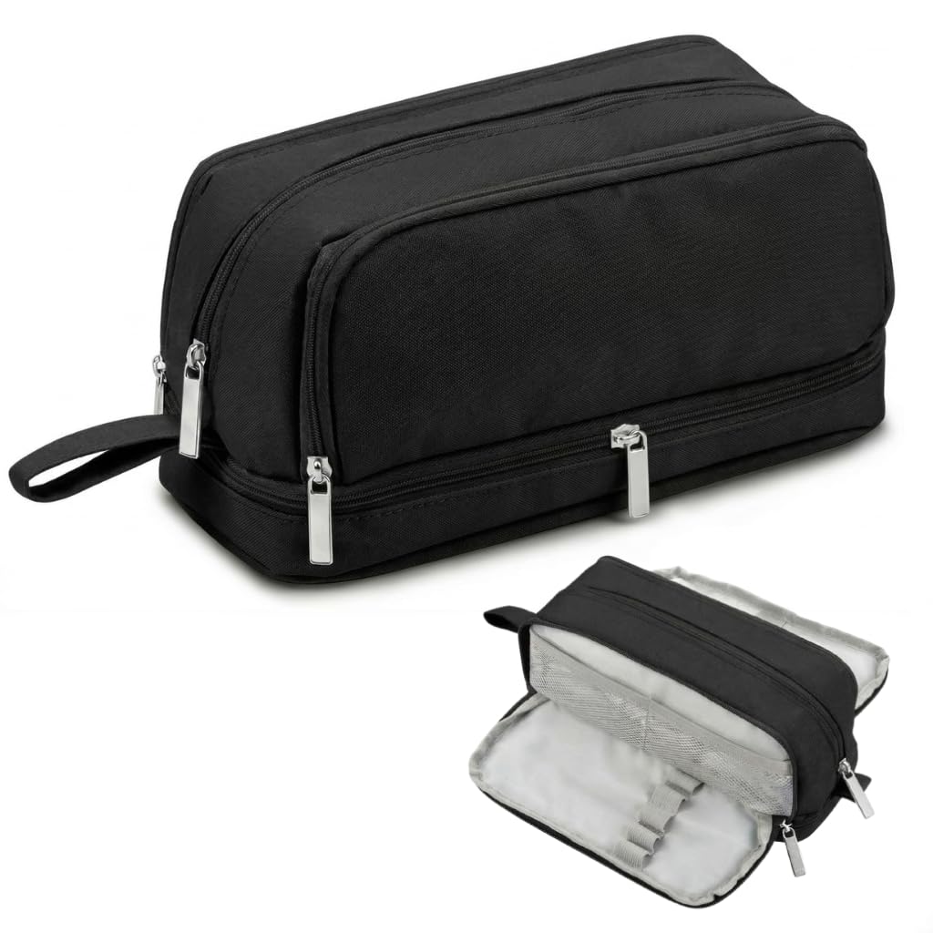 4 Compartments Pencil Case for Boys,Big Canvas Pen Pouch Bag, Large Capacity Pen Box, Tool Bag for Middle School College Office Organizer for Kids Men Women Adult Teens [Black Color]-image-35