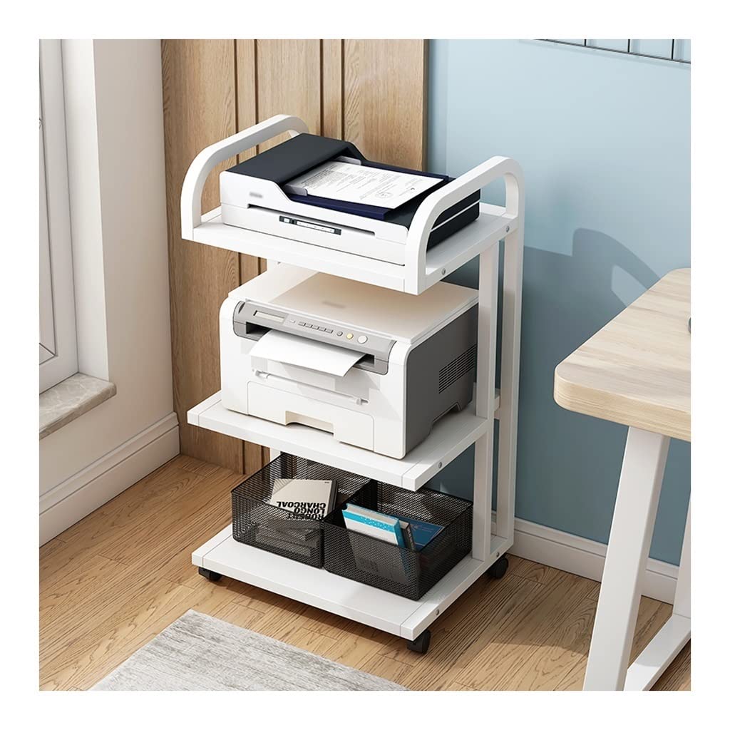 Soporte Para Impresora Soporte de carro de impresora de 3 niveles con ruedas, estante de almacenamiento multiusos, organizador de papel de oficina for suministros de oficina en casa, estante de almace