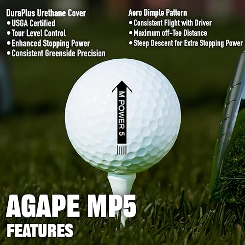 Miniatura 4 de Agape M Power 5 pelotas de golf  12 pelotas de golf (1 docena) 5 piezas de Uretano pelotas de golf, distancia y control inigualables