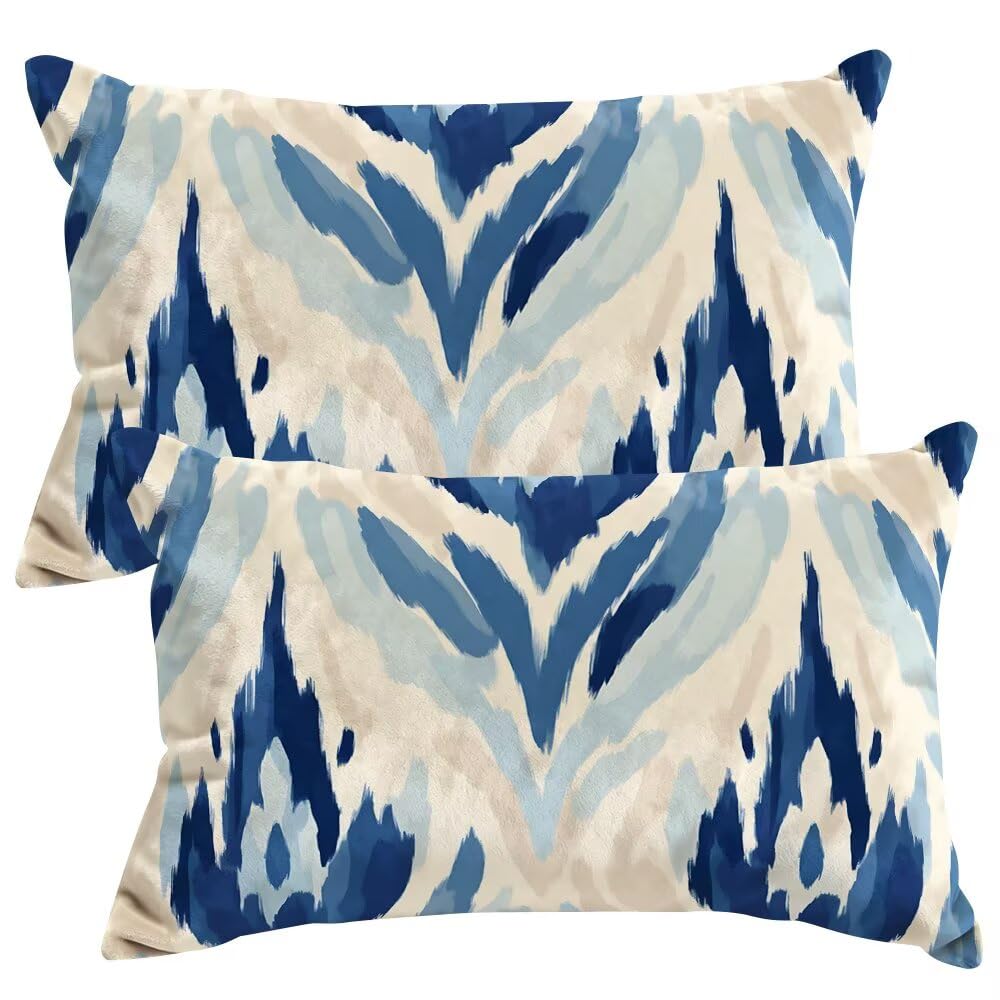 Housse coussin bleu 50x70 velours lot de 2 pour protéger vos oreillers