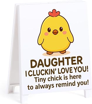 Daughter Graduation Gifts from Mom Dad Cute Funny Chick Office Desk Decor Birthday Gift for Daughter Teens I Cluckin Love You Positive Office Decor Present for Mothers Day Emotional Supporting Gift