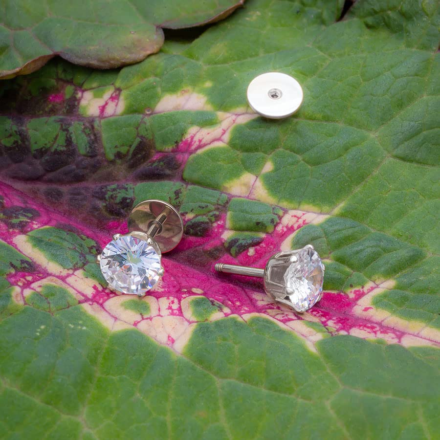 ComfyEarrings CZ 6mm LARGE Crystal Prong Stud Earrings With Comfortable Flat Backs3