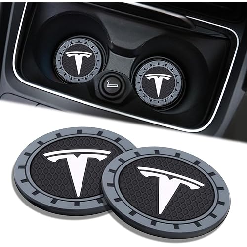 Car Cup Holder Coasters for Tesla Mode 3 Y X S, 2PCS Anti-Slip Silicone Cupholder Insert Coaster Interior Accessories for Car Truck SUV (Black)