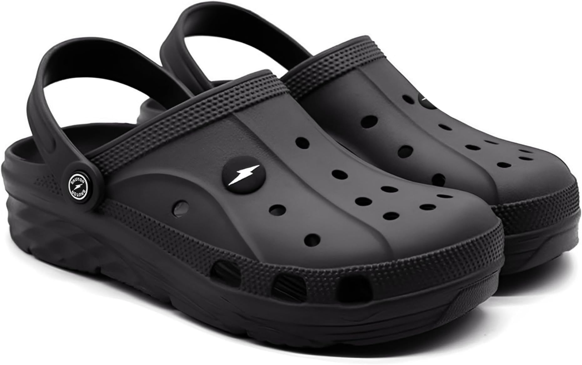 Men's Lightweight Classic Clogs Sandals with Adjustable Back Strap for Men & Boys-Black, UK 7