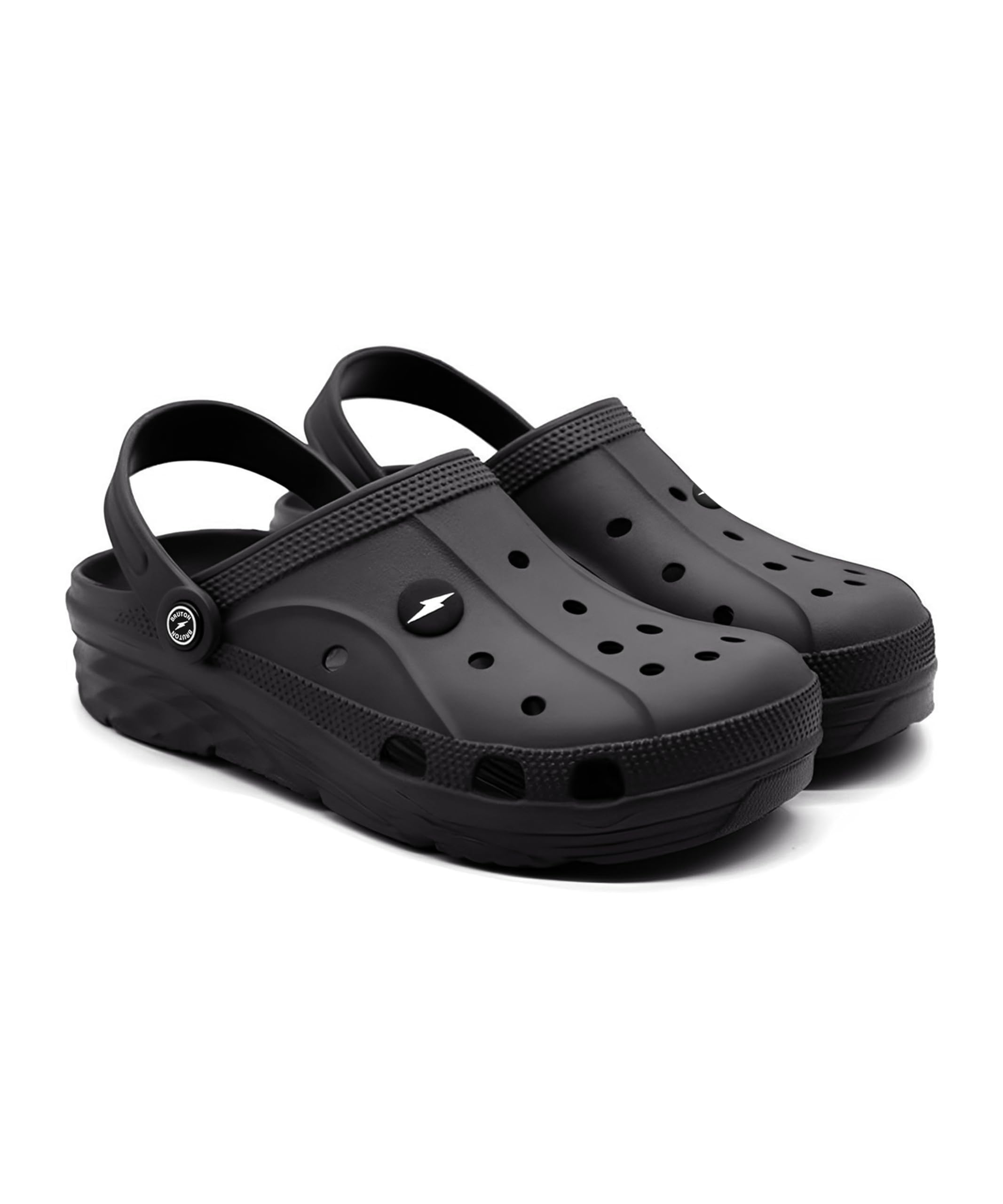 bruton Men's Lightweight Classic Clogs Sandals with Adjustable Back Strap for Men & Boys-Black, UK 6-picture-22