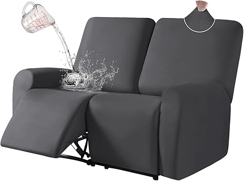 ALIECOM Funda 100% impermeable para sofá biplaza reclinable, funda de sofá reclinable doble de 6 piezas, funda elástica para sofá biplaza de 2