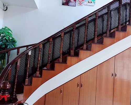 Miniatura 1 de Vrgadonor Red protectora de escalera para escaleras mecánicas domésticas, balcones, niños, mascotas, barandillas, vallas de juguete, negro,