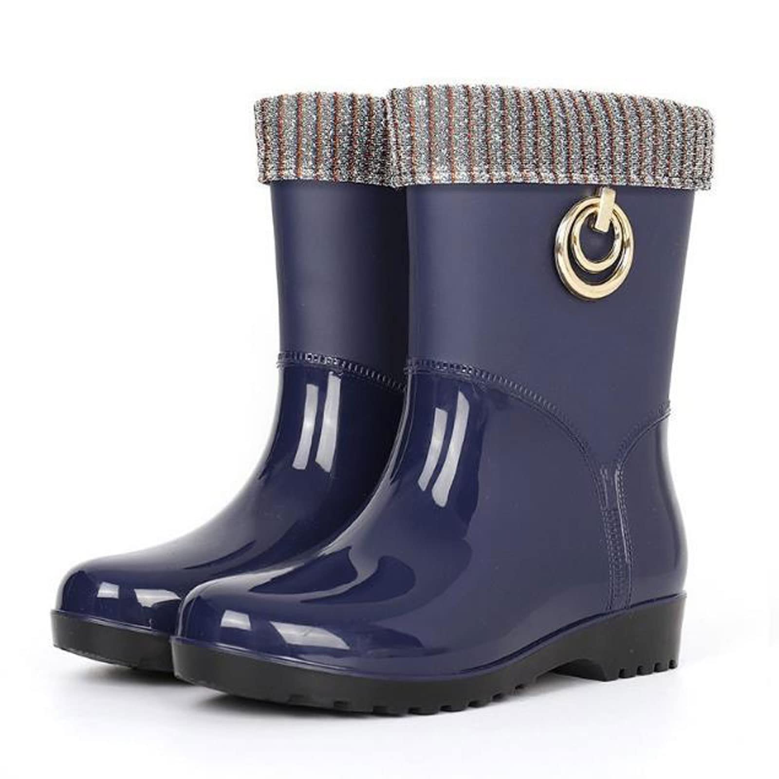 Antypoślizgowe buty ogrodowe, gumowe buty, buty przeciwdeszczowe damskie środkowa rurka plus bawełniane kalosze antys wodoodporne buty do wody ciepłe buty do wody dla dorosłych gumowe buty do