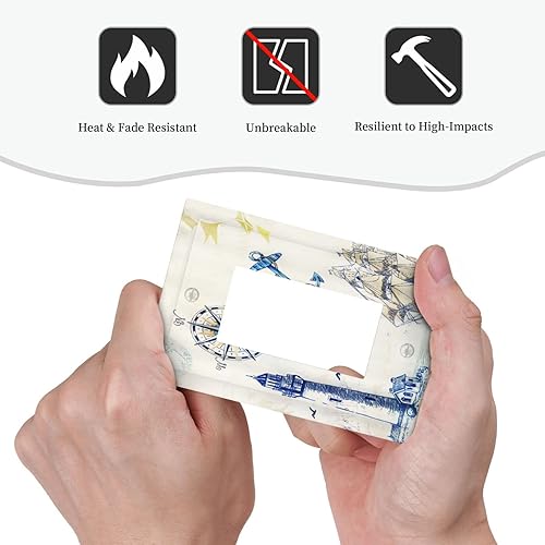 Miniatura 6 de Placa de pared decorativa para velero náutico, brújula, ancla decorativa de pared de 1 banda, cubierta decorativa para interruptor de luz, placa