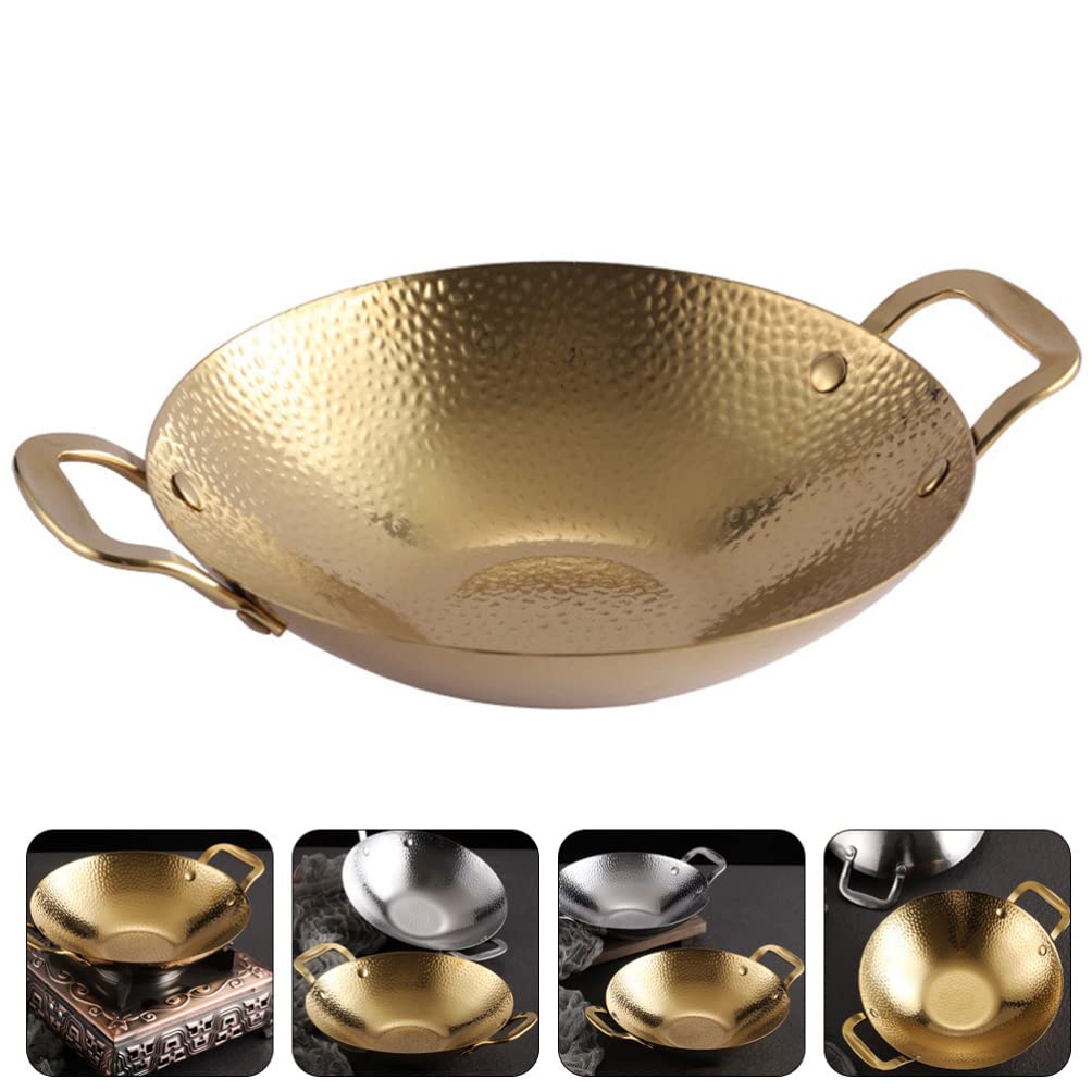 ZLLFHS Pentola Wok Padella Acciaio Inossidabile Stir Fry Pan Fondo Piatto Wok Cinese AntiGraffio Cottura Padella Pentole con 2 Maniglie per Induzione Gas 8 Pollici Padella Wok in Acciaio Inossidabile
