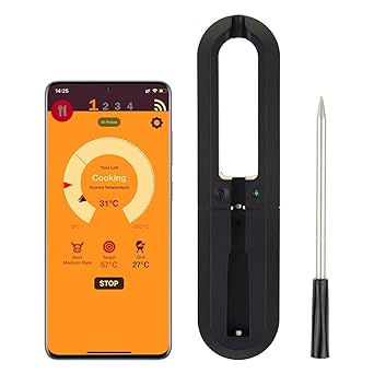 Smart Wireless Grill Thermometer Bluetooth Meat Thermometer Oven Thermometers - Perfect for Remote Monitoring BBQ, Oven, Grill, Smoker, and More