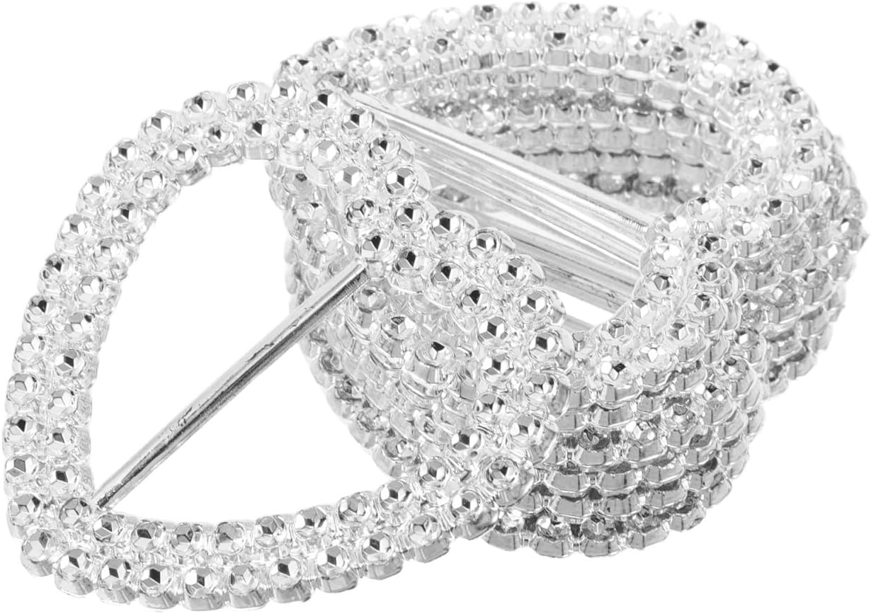 100Pcs Heart Shaped Rhinestone Scarf Buckles, Silver