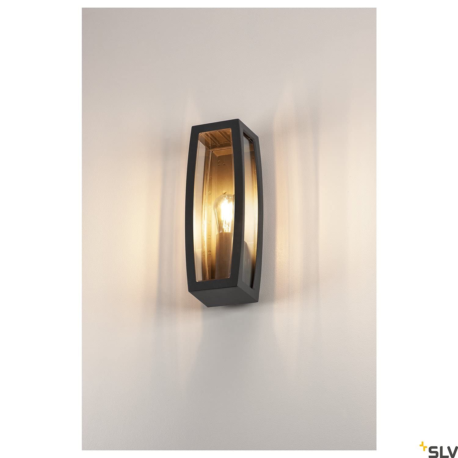 SLV MERIDIAN BOX |Wandlampe für die effektvolle Außenbeleuchtung von Wänden und Hauseingang, LED Strahler, Wandleuchte, Aussenleuchte, Wegeleuchte | E27, IP54